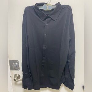 URRU Men's Muscle Dress Shirts Slim Fit Long Sleeve Casual Button Down Black XL